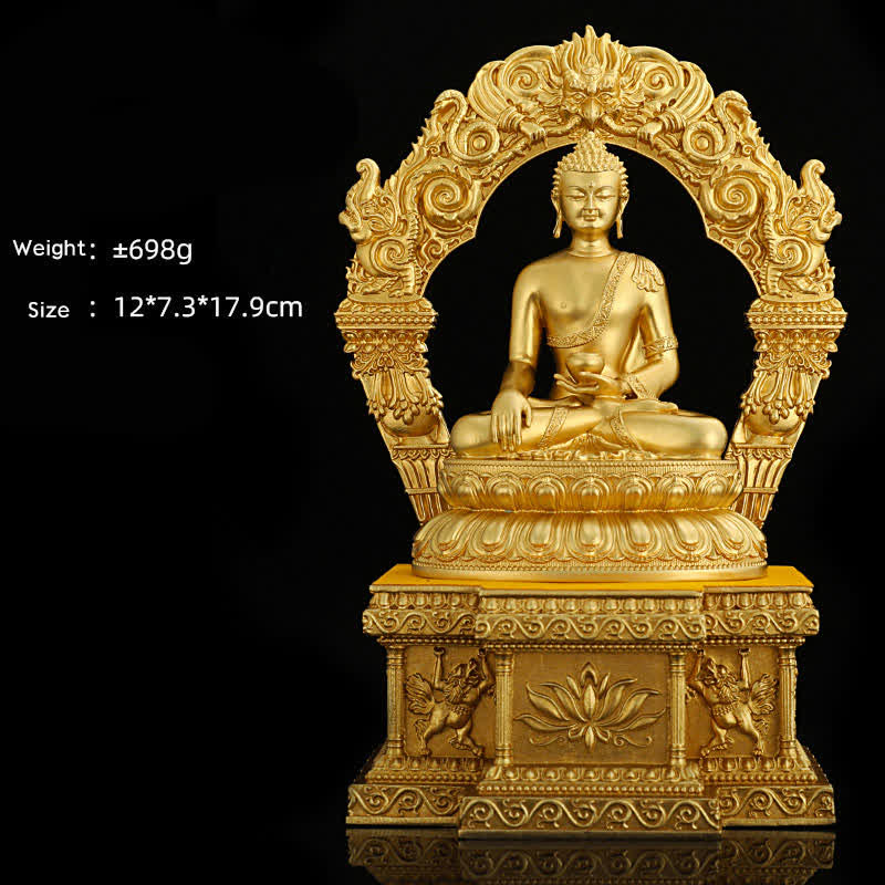 Shakyamuni Amitabha Medicine Buddha Copper Statue Decor – left Amitabha meditation mudra, infinite light Buddha