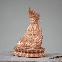 Shakyamuni Compassion Copper Statue – side profile earlobe and shoulder line, traditional Buddhist iconography