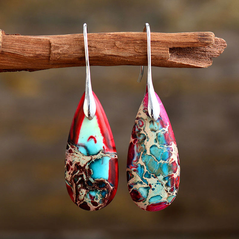 Emperor Stone Happiness Earrings – Purple Emperor Stone, image 3, earring jewelry