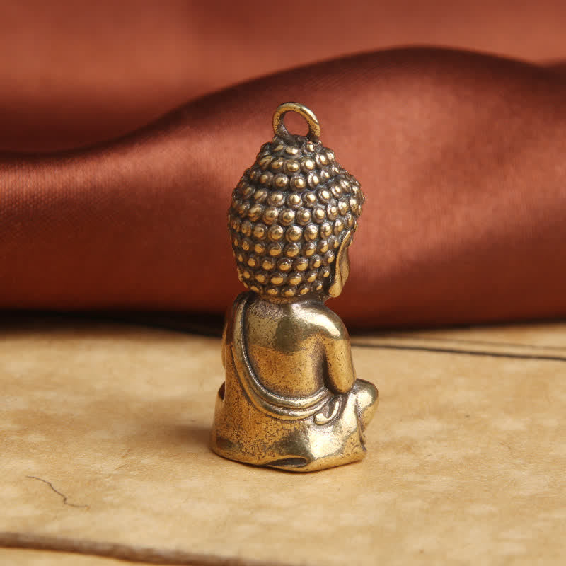 Buddha Keychain Gift – engraved pattern detail, copper art