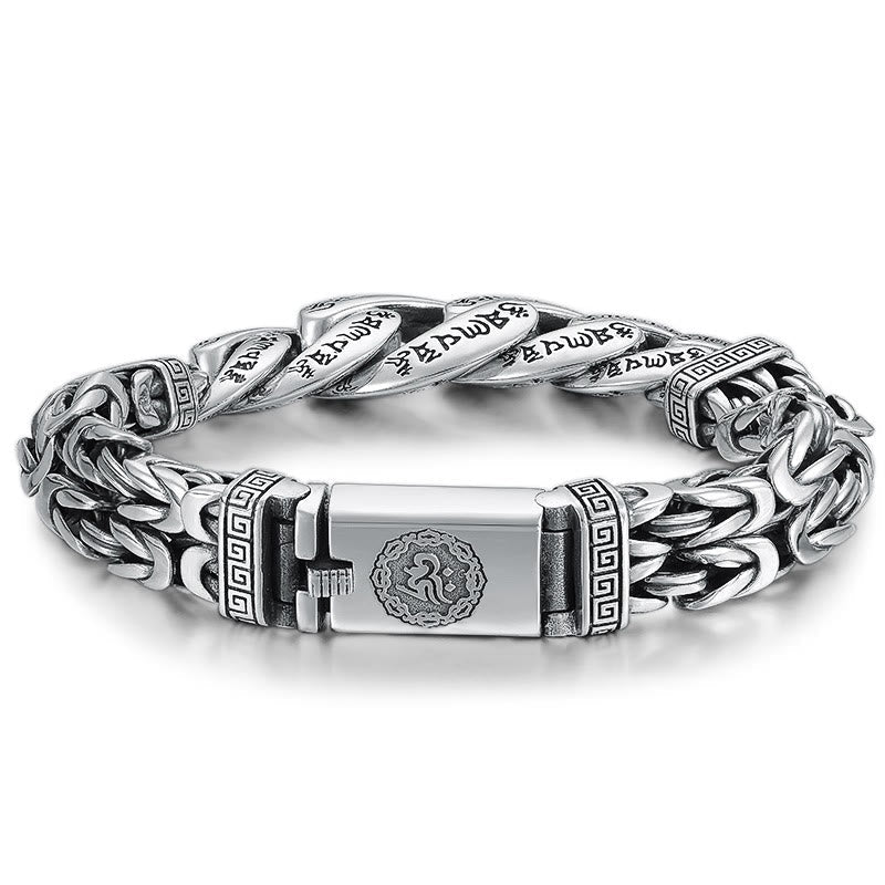 Om Mani Padme Hum Bracelet – Full view on white background, mantra chain bracelet