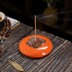 Persimmon Ceramic Incense Burner | Meditation Healing & Zen Decor