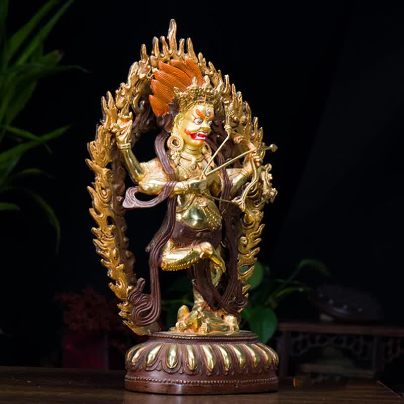 Kurukulla Buddha Copper Statue – three-quarter angle crown and flowing scarf, Tibetan goddess sculpture