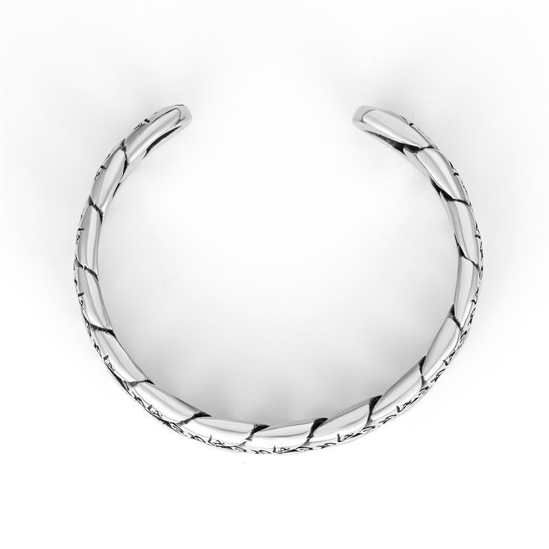 Brazalete rígido de acero de titanio con el mantra tibetano Om Mani Padme Hum