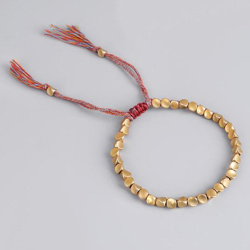 Tibetan Copper Beads Healing Rope Bracelet – Red rope, image 3, healing bracelet