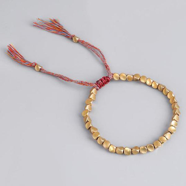 Tibetan Copper Beads Healing Rope Bracelet – Red rope, image 3, healing bracelet