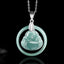 Jade Round Laughing Buddha Abundance Necklace – Circular green jade medallion, titanium steel prosperity chain
