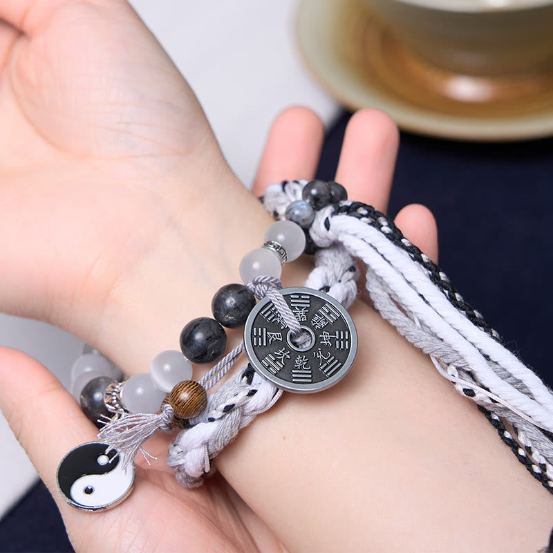 Mountain Ghost Black Glitter Stone Yin Yang Bracelet Secondary image