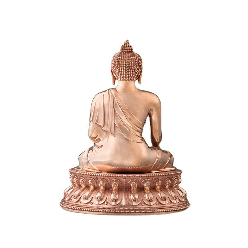 Shakyamuni Copper Statue – lotus pedestal base with layered petal carving, foundation sculpture detail
