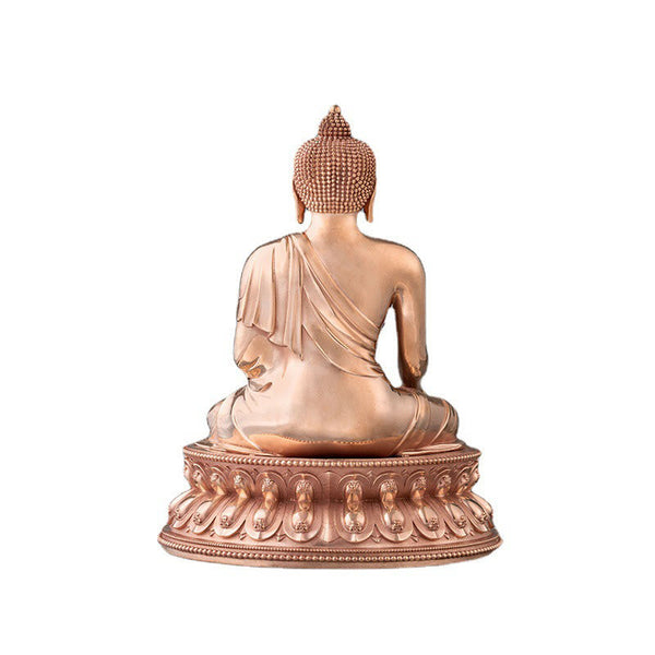 Shakyamuni Copper Statue – lotus pedestal base with layered petal carving, foundation sculpture detail