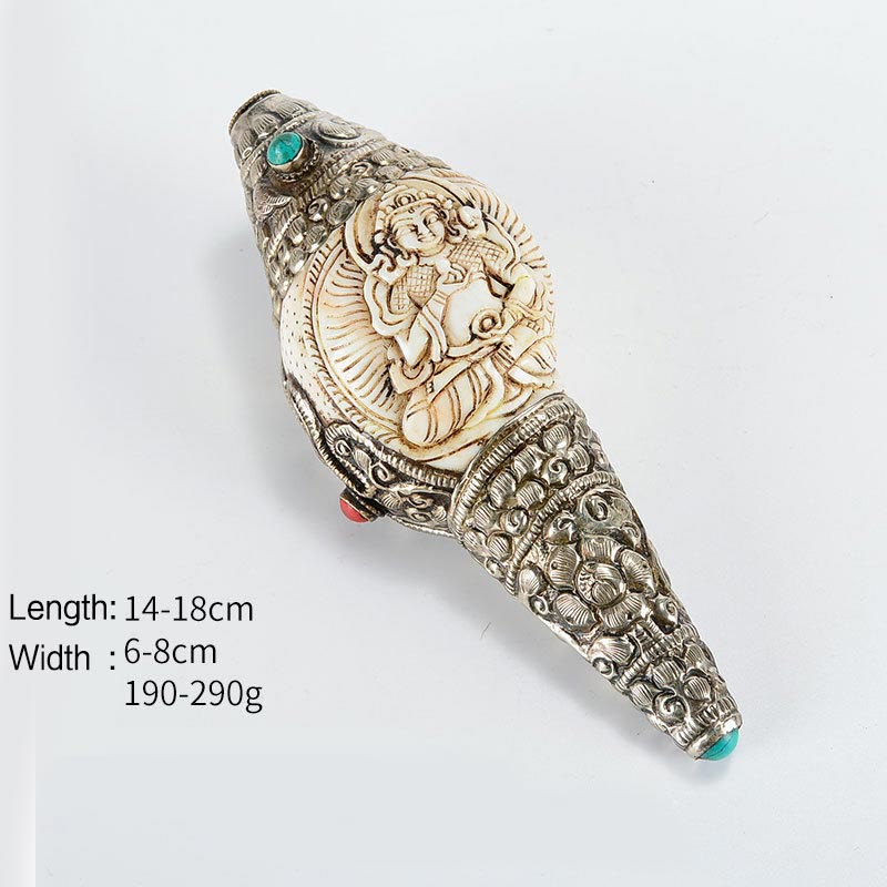 Engraved Shankha Positive Conch – in bedroom niche with Himalayan salt lamp, sleep sanctuary decoration