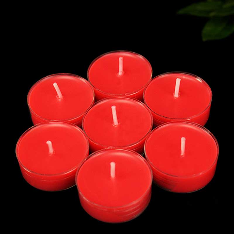 Lotus Candle Holder – Seven red tealights in clear cups, hexagonal cluster arrangement