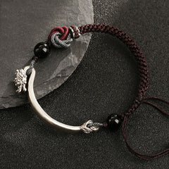 Dragon Braided Bracelet – red jacquard runner with gold floral medallions, elegant tea ceremony decor