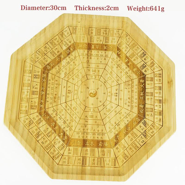 Feng Shui Bamboo Bagua Map – Angled luopan board view, bamboo feng shui tool