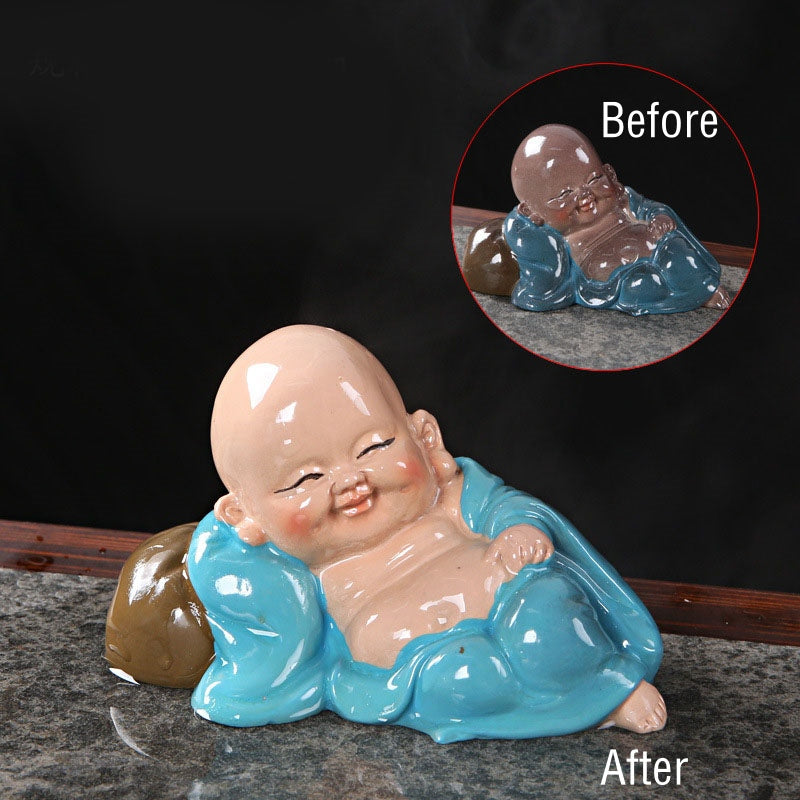 Color Changing Laughing Buddha Tea Pet – Vibrant restored color cool, dynamic home accent piece