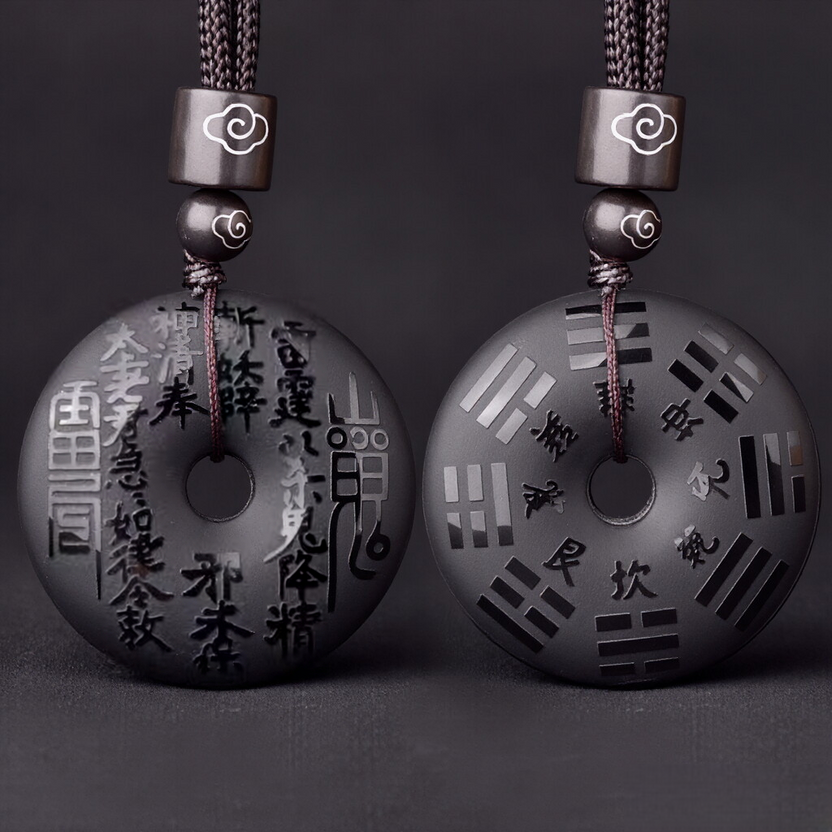 Black Obsidian Bagua Peace Buckle Pendant | Protection & Wealth Zweitbild