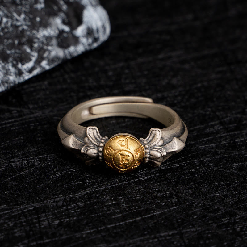 Anillo de mantra Manjushri de plata de ley 925 Imagen secundaria del producto