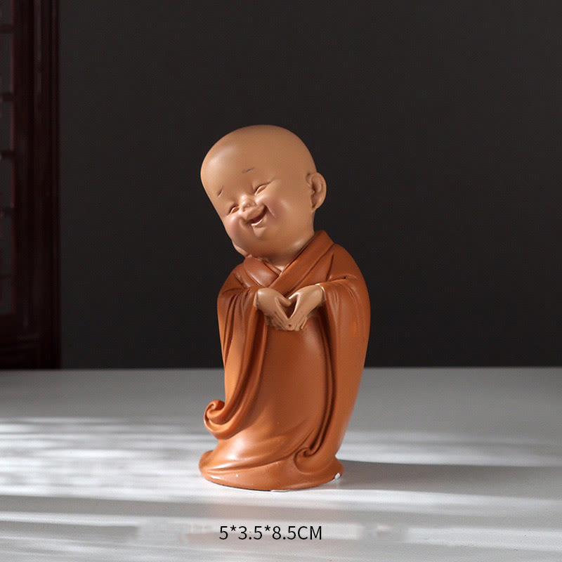 Mini Praying Monk Decor – car dashboard placement with monk praying, vehicle protection charm