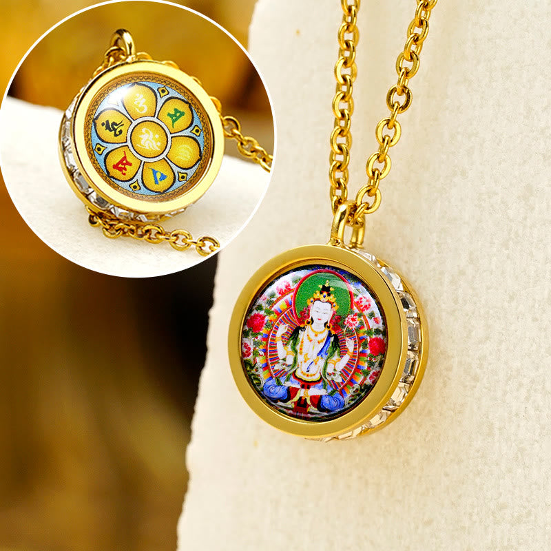Green Tara Steel Pendant – packaging presentation, spiritual gift