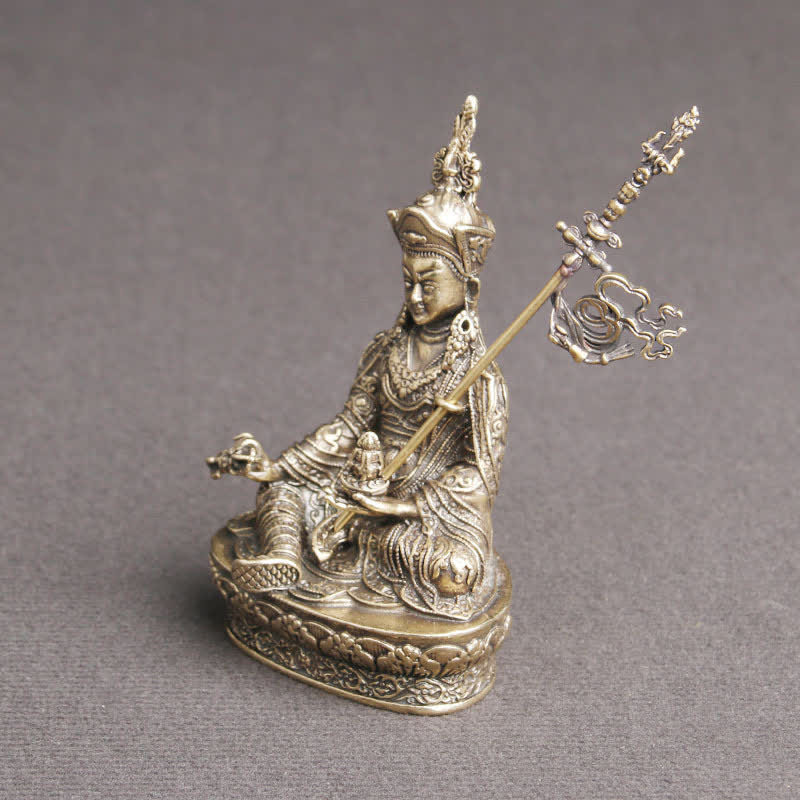 Padmasambhava Buddha Copper Statue – back view ornate halo and lotus base, copper patina finish detail