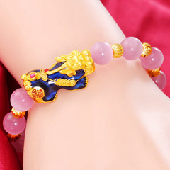 Pixiu Cat Eye Chrysoberyl Lucky Bracelet – gift box packaging with pink cat eye bracelet, feng shui jewelry gift