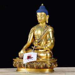 Shakyamuni Compassion Copper Buddha Statue Home Decoration – side robe folds lotus seat, copper casting craft