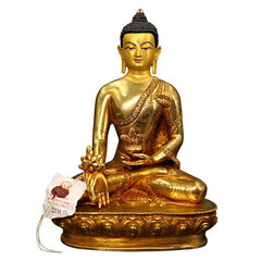Shakyamuni Medicine Buddha Statue – shakyamuni medicine buddha healing pose, copper gold plated home decor