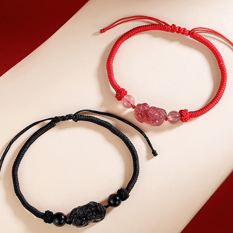 Silver Sheen Obsidian Bracelet – Couple bracelets on cream red diagonal background
