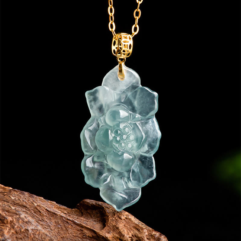 Natural Jade Lotus Prosperity Necklace Pendant | Abundance