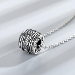PiXiu Luck Wealth Rotatable Necklace Pendant – side view showing rotatable barrel hole detail, Buddhist charm