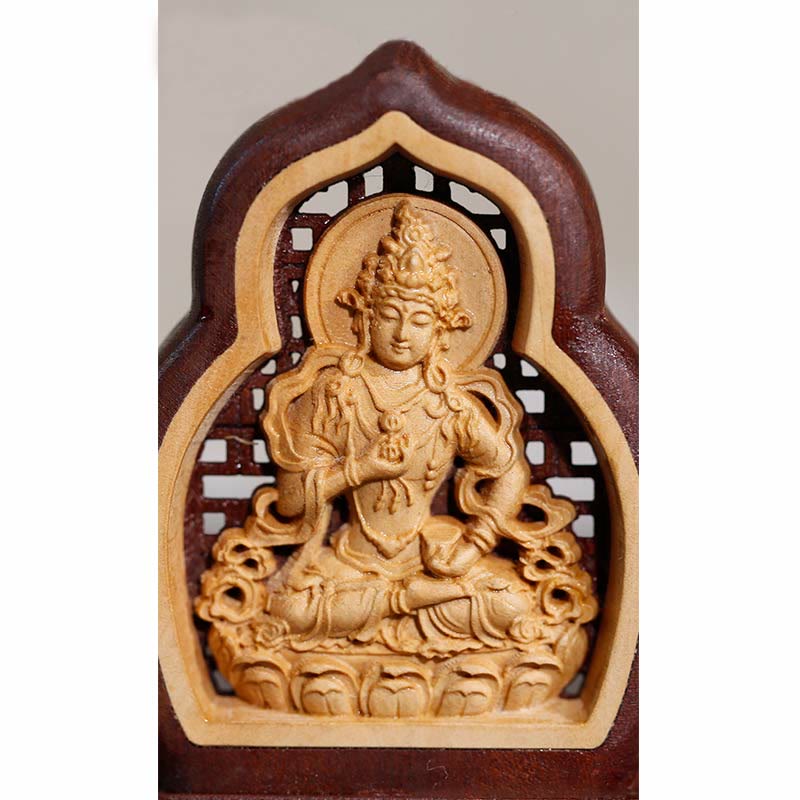 Vajrasattva Wood Art – fine carved details traditional pose, compassion figurine meditation room