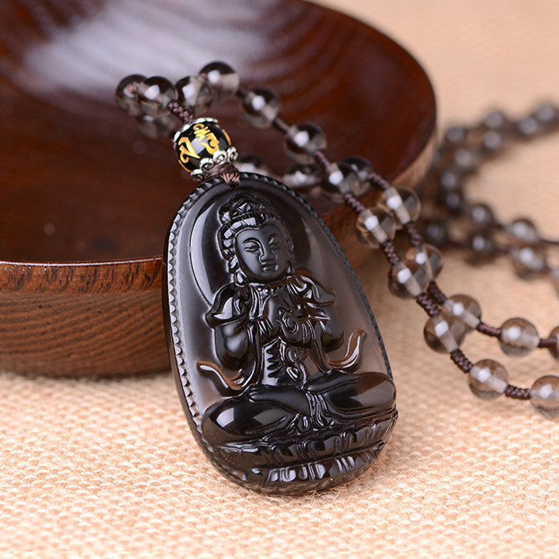Chinese Zodiac Obsidian Protection Necklace Unisex Spiritual – snake engraved pendant, wisdom transformation stone