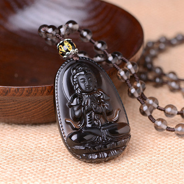Chinese Zodiac Obsidian Protection Necklace Unisex Spiritual – snake engraved pendant, wisdom transformation stone