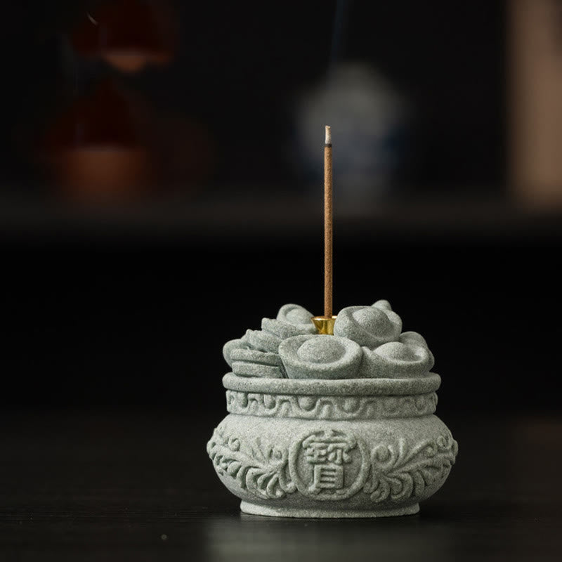 Fu Character Ingots Sandstone Incense Burner Secondary image