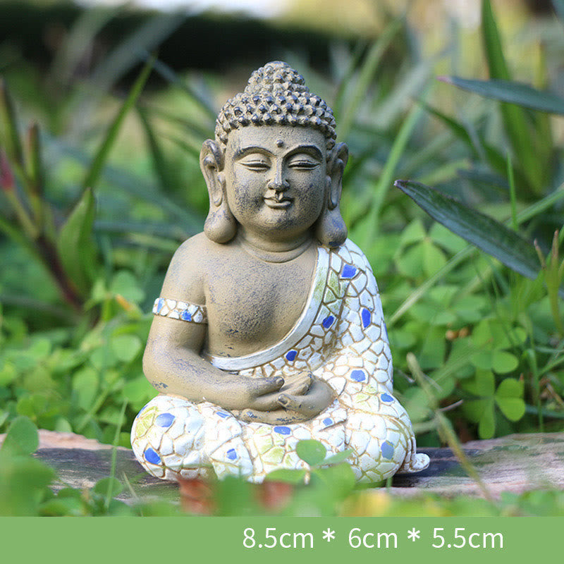 Yellow Jambhala Copper Buddha Statue – on red cloth with gold coins, wealth corner decoration