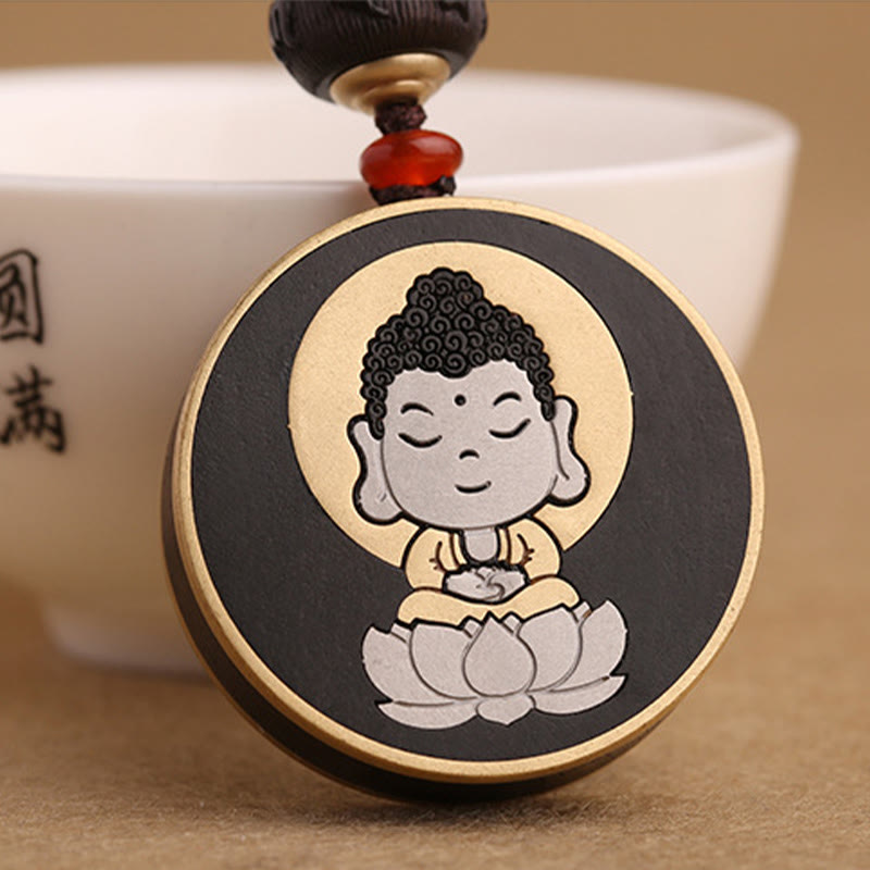 Ebony Avalokitesvara Keychain – tassel attachment detail with silk cord and bead, decorative hanging element