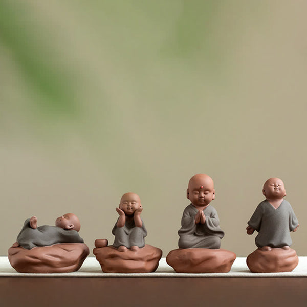 Black Peach Wood Buddha Flower Decoration – bookshelf display with books, study room peaceful accent