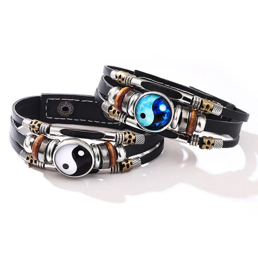 Yin Yang Leather Balance Bracelet | Harmony & Grounding