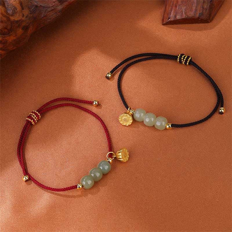 Hetian Jade Lotus Pod Braided Bracelet | Prosperity & Rebirth