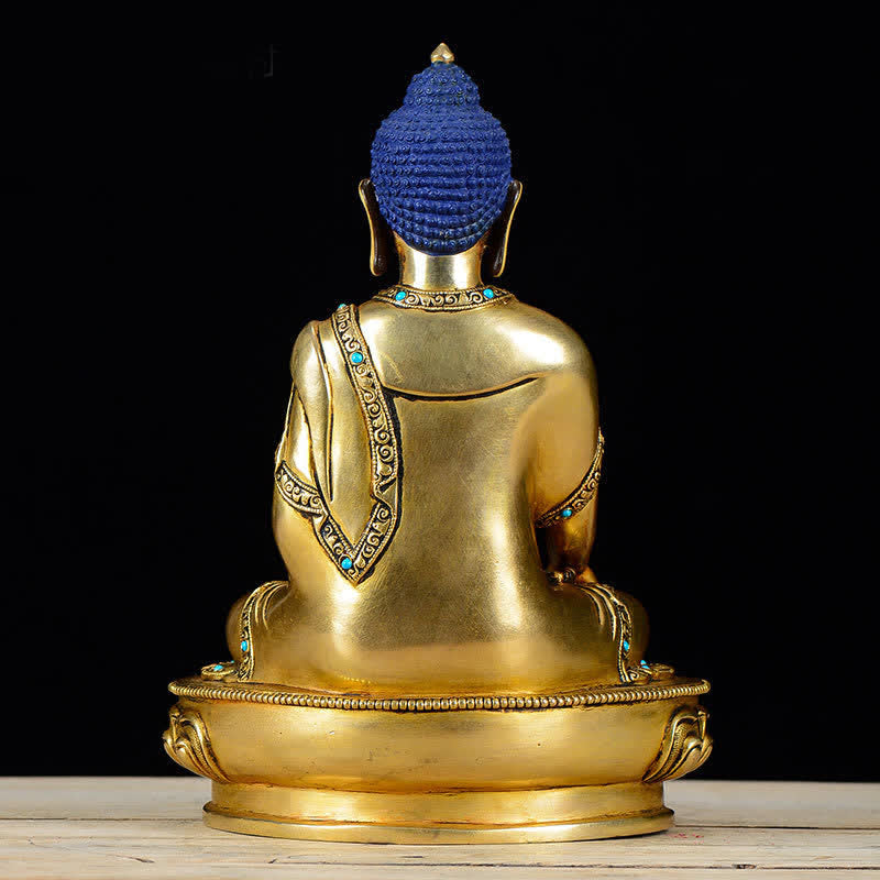 Shakyamuni Compassion Copper Buddha Statue Home Decoration – warm copper patina shoulder, aged bronze finish