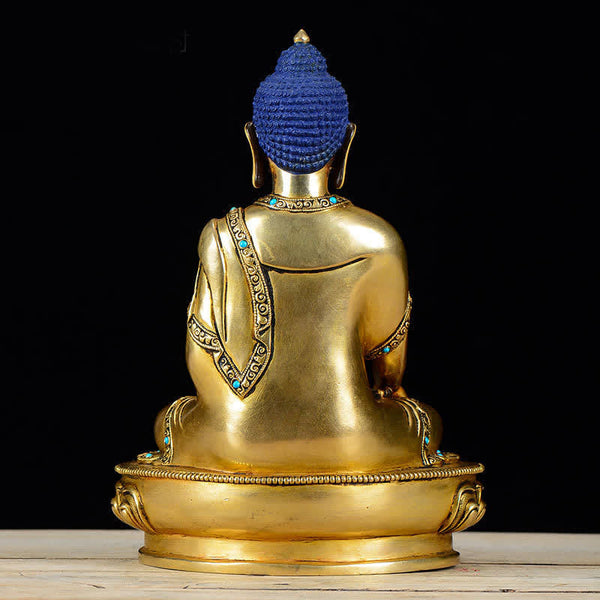 Shakyamuni Compassion Copper Buddha Statue Home Decoration – warm copper patina shoulder, aged bronze finish