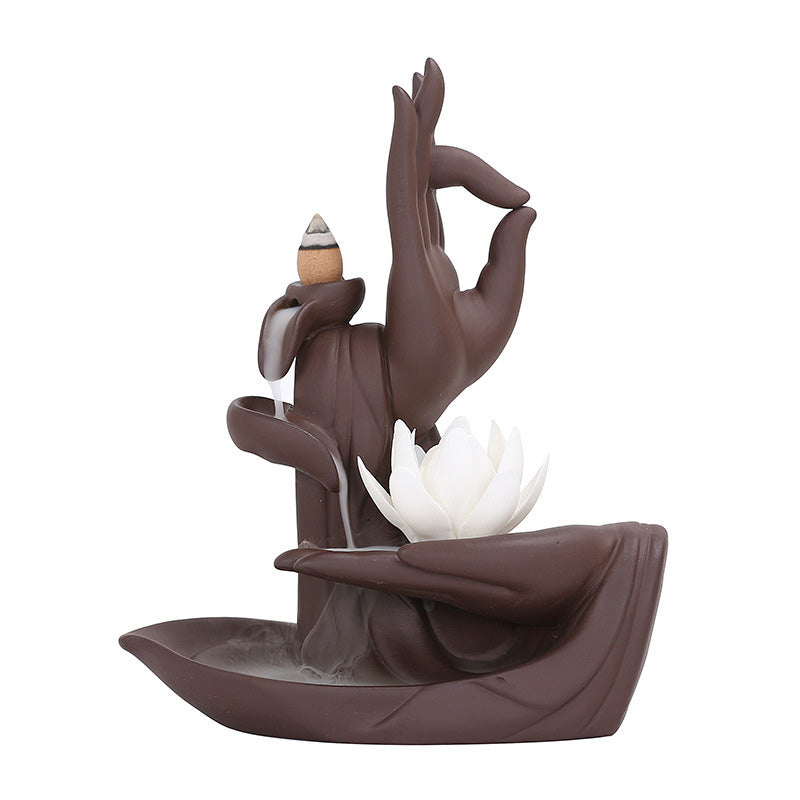 Tibetan Lotus Incense Burner – Colorful backflow incense cones with flowing smoke, backflow cones