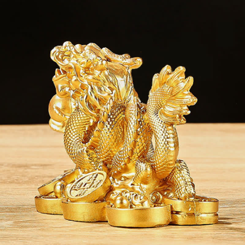 Dragon Copper Coin Decoration - Dragon clutching pearl on copper coins, money attracting display