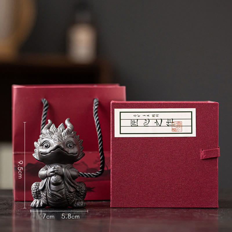 Luck Dragon Tea Pet - terracotta dragon with premium boxed presentation, fortune