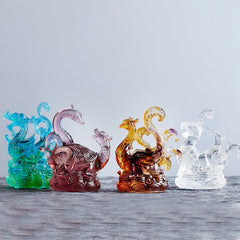 Four Symbols Liuli Set - four celestial guardians in row, dragon tiger phoenix tortoise, harmonious