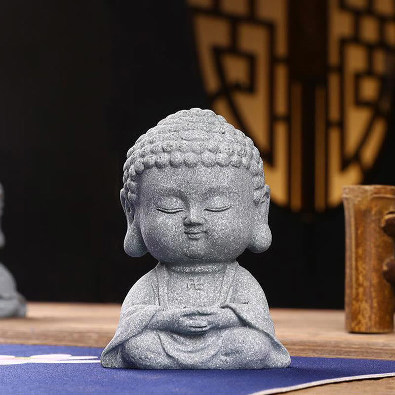 Meditation Praying Buddha Statue – multiple sandstone tones from cream to ochre, color variation