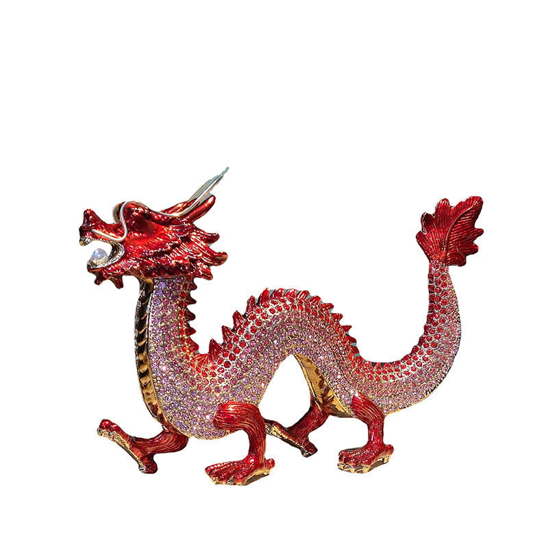 Handmade Feng Shui Dragon Decoration – Seven color dragon figurine collection, full spectrum on black display, Statement