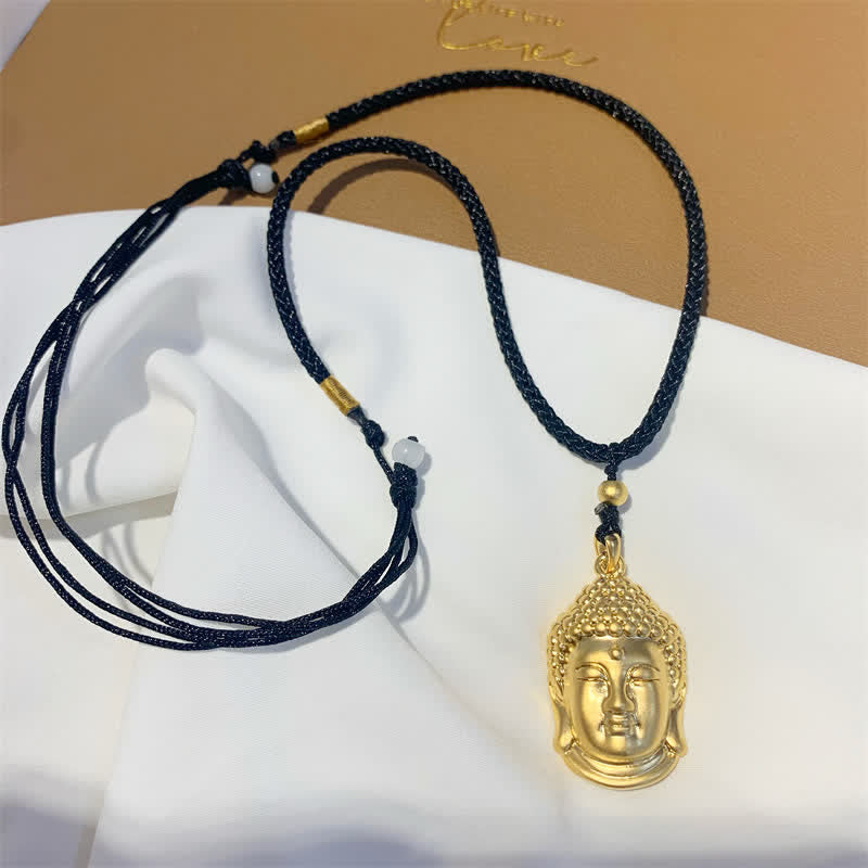 Gold Buddha Copper Wealth Necklace Pendant – Radiant gold-plated Buddha pendant on link chain, fortune blessing amulet