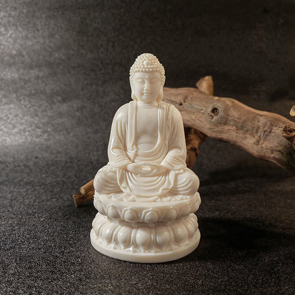 Mini Ivory Fruit Buddha Lotus Serenity Desk Decoration – Tiny lotus sage with gentle hands, tranquil desk ornament gift