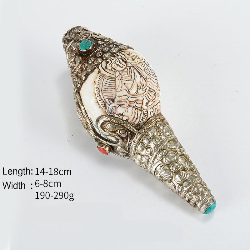 Engraved Shankha Positive Conch – golden hour sunlight on shell surface, warm glow spiritual photography